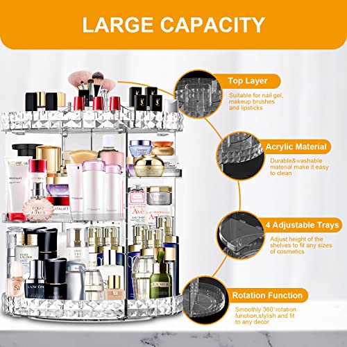 MISERWE Makeup Organizer 360 Degree Rotating 7 Adjustable Layers Large Capacity Cosmetic Organizer Transparent Make Up Organizers and Storage