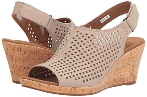 Rockport womens Briah Perf Sling Wedge Sandal, Taupe Leather, 7.5 US