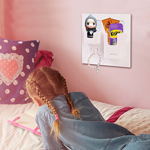 Bedside Shelf Accessories Organizer- Wall Mount Self Stick on,Ideal for Glasses,Remote,Earphone, Cell Phone Charger,Manicure Kit