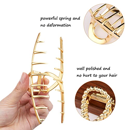 Mehayi 3 PCS Metal Large Hair Claw Clips for Thick Heavy Hair, Big Non-Slip Hair Catch Barrette Jaw Clamp, Strong Hold Claw Barrettes for Long Hair, Fashion Hair Styling Accessories for Women Girls