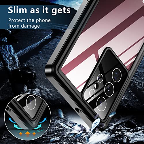 SPIDERCASE for Samsung Galaxy S22 Ultra Case, Waterproof Built-in Screen Protector Full Protection Heavy Duty Shockproof Anti-Scratched Rugged Case for Galaxy S22 Ultra 5G 6.8'' 2022 (Black)