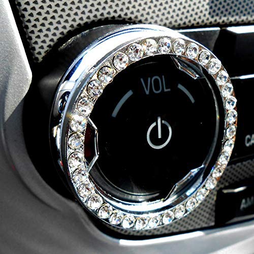 Bling Car Decor Sparkle Car Accessories, Push Button Start Bling, Push to Start Sticker, Bling Car Accessories for Women, Car Decals for Women, Key Ignition Starter and Knob Ring, Cute Car Accessories for Women Crystal Rhinestone Car Bling Ring Emblem Sti