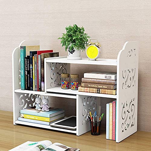 YGYQZ Small Bookshelf for Desktop Storage, Mini Cute Office Desk Shelves White Versatility Organizers for Women, Kids