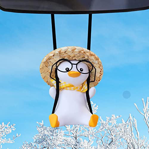 Rear View Mirror Accessories Car Mirror Hanging Accessories Swinging Duck Car Hanging Ornament Cute Car Accessories for Teens Women Men Car Decor Pendant Car Charm Truck Decorations(Cute A)