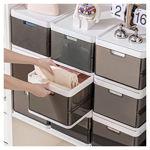 SNSLXH 18 Qt,3 Pack Stackable Plastic Storage Bins with lid,Foldable Closet Organizers Storage Box,Drawer Organizers for Clothes,Toys,Clear with Black