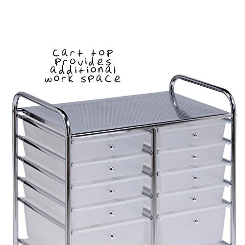 Honey-Can-Do Rolling Storage Cart and Organizer with 12 Plastic Drawers