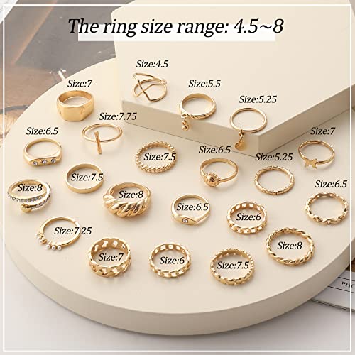 YEEZII 68 Pcs Gold Knuckle Rings Set for Women Girls, Stackable Rings Boho Joint Finger Midi Rings Hollow Carved Crystal Stacking Rings Pack