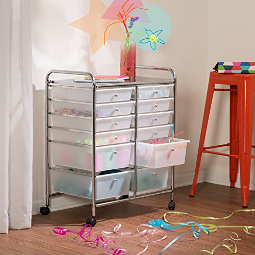 Honey-Can-Do Rolling Storage Cart and Organizer with 12 Plastic Drawers