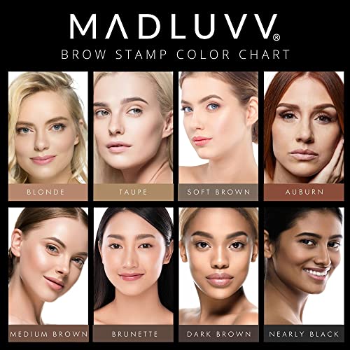 MADLUVV Patented Eyebrow Stamp Stencil Kit, 1-Step Brow Stamp™ + Shaping Kit, The Original Viral Eyebrow Stamp and Stencil Set (Brunette)