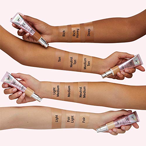 it COSMETICS Your Skin But Better CC+ Cream Illumination, Medium (W) - Color Correcting Cream, Full-Coverage Foundation, Hydrating Serum & SPF 50+ Sunscreen - Radiant Finish - 1.08 fl oz