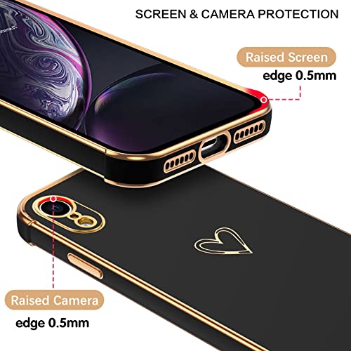 BENTOBEN iPhone XR Case, iPhone XR Phone Case, Cute Heart Pattern Slim Soft Flexible Shockproof TPU Bumper Protective Women Girls Boys Men Non-Slip Lightweight Cover for iPhone XR 6.1 Inch 2018, Black