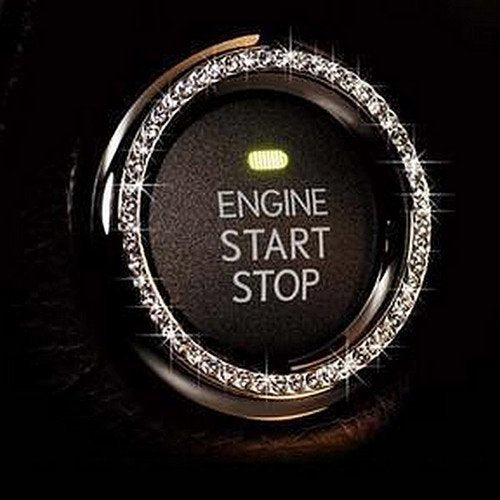 Bling Car Decor Sparkle Car Accessories, Push Button Start Bling, Push to Start Sticker, Bling Car Accessories for Women, Car Decals for Women, Key Ignition Starter and Knob Ring, Cute Car Accessories for Women Crystal Rhinestone Car Bling Ring Emblem Sti