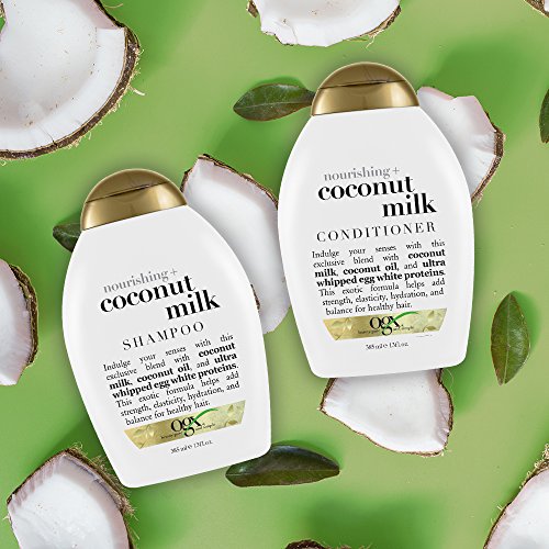 OGX Nourishing + Coconut Milk Shampoo & Conditioner Set, 13 Fl Oz (Pack of 2) (packaging may vary), White