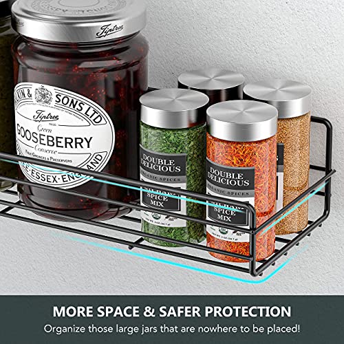 Moforoco Spice Rack Organizer Wall Mount (6Pack), Hanging Black Spice Pantry Organization Storage Shelf, Farmhouse Seasoning Organizer, Flexible Wall Shelves Decor Kitchen Essentials Home Organization