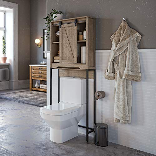 Landia Home Over The Toilet Storage - Farmhouse Designed Organization with Sliding Barn Door