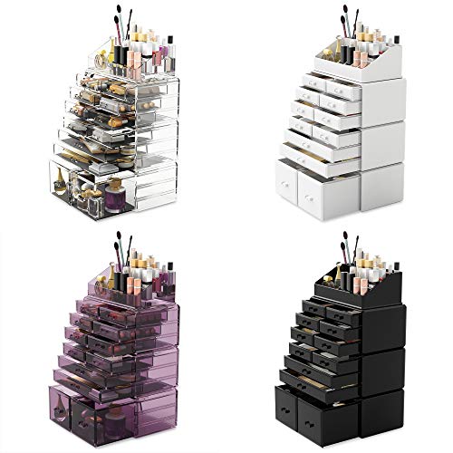 READAEER Makeup Cosmetic Organizer Storage Drawers Display Boxes Case with 12 Drawers (Black)