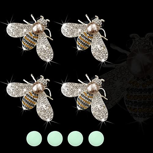 Bling Bee Air Vent Clips, 4 Pcs Crystal Bee Car Air Fresheners Vent Clips Car Diffuser Vent Clip Rhinestone Diamond Bee Car Decoration Car Interior Decor Bling Car Accessories for Women (4 Pcs Bee)