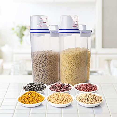 TBMax Rice Storage Bin Cereal Containers Dispenser with BPA Free Plastic + Airtight Design + Measuring Cup + Pour Spout - 2KG Capacities of Rice Perfect for Rice Cooker