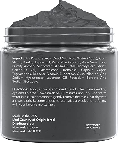 New York Biology Dead Sea Mud Mask for Face and Body - Spa Quality Pore Reducer for Acne, Blackheads and Oily Skin, Natural Skincare for Women, Men - Tightens Skin for A Healthier Complexion - 8.8 oz