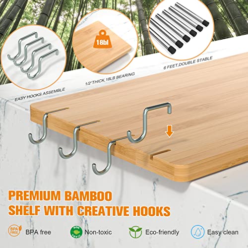 Kitchen Countertop Organizer Corner Shelf, Kitchen Organization 3 Tier Shelf Adjustable Bamboo Organizer for kitchen organization and storage , Bathroom Shelves, Spice Rack , Coffee Station (Nature)