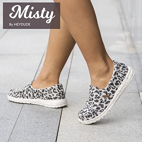 Hey Dude Women's Misty Woven Cheetah Grey Size 8 | Women’s Loafers | Women’s Slip On Shoes | Comfortable & Light-Weight