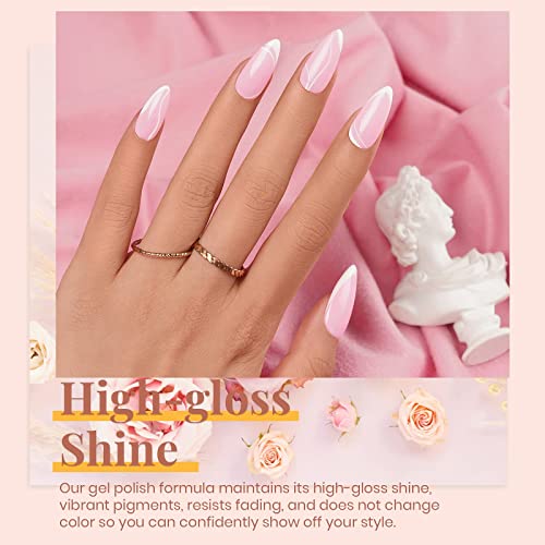 Beetles Gel Polish Set- 6 Colors Transparent Jelly Gel Milky White Sheer Pink Nude Gel Ultimate Monochrome Collection Soak off U V Gel Nail Polish Salon DIY Gel Nail Kit Christmas Nails Gift for Women