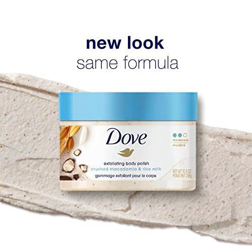 Dove Scrub Macadamia & Rice Milk Reveals Visibly Smoother Skin Body Scrub That Nourishes Skin 10.5 oz