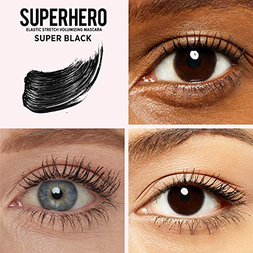 IT Cosmetics Superhero Mascara, Super Black - Elastic Stretch Volumizing & Lengthening Mascara - Lifts, Separates & Conditions Lashes - With Collagen, Biotin & Peptides - 0.3 fl oz