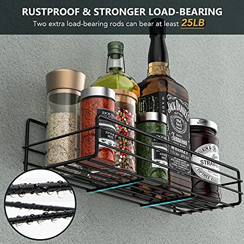 Moforoco Spice Rack Organizer Wall Mount (6Pack), Hanging Black Spice Pantry Organization Storage Shelf, Farmhouse Seasoning Organizer, Flexible Wall Shelves Decor Kitchen Essentials Home Organization