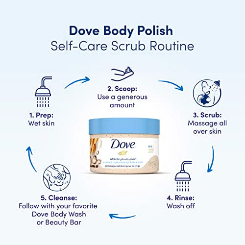 Dove Scrub Macadamia & Rice Milk Reveals Visibly Smoother Skin Body Scrub That Nourishes Skin 10.5 oz