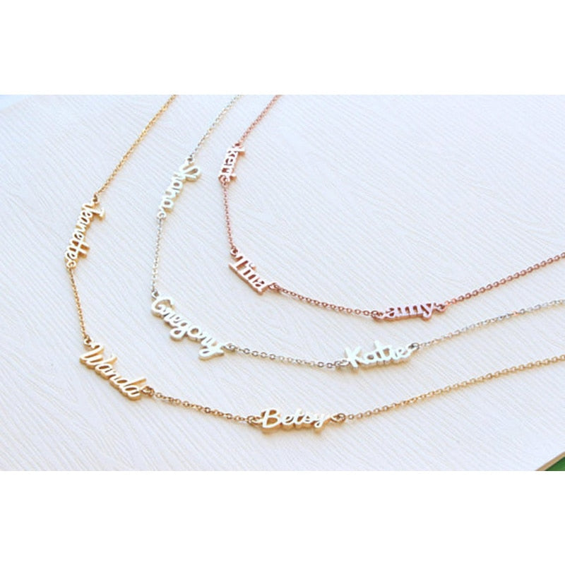 Personalized 3 Nameplate Necklace Custom Name