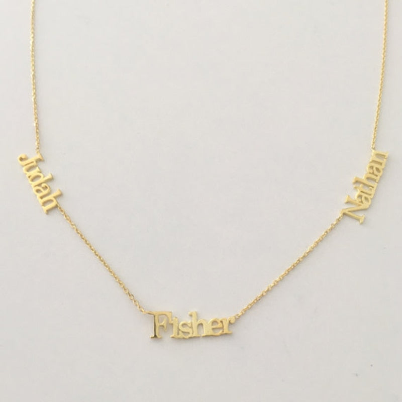 Personalized 3 Nameplate Necklace Custom Name