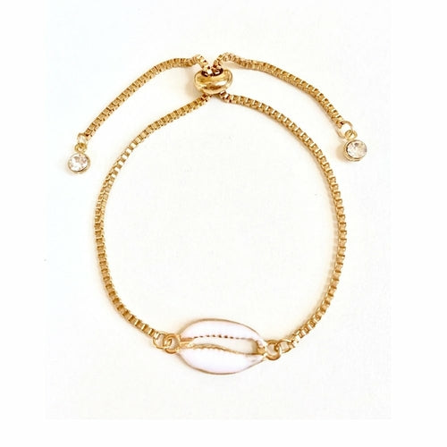 Gold Seashell Bracelet Adjustable Spring Closure