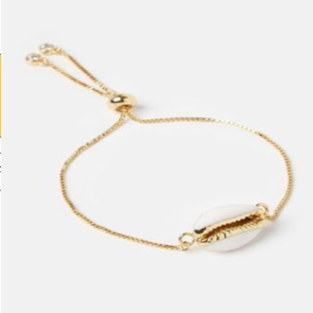 Gold Seashell Bracelet Adjustable Spring Closure