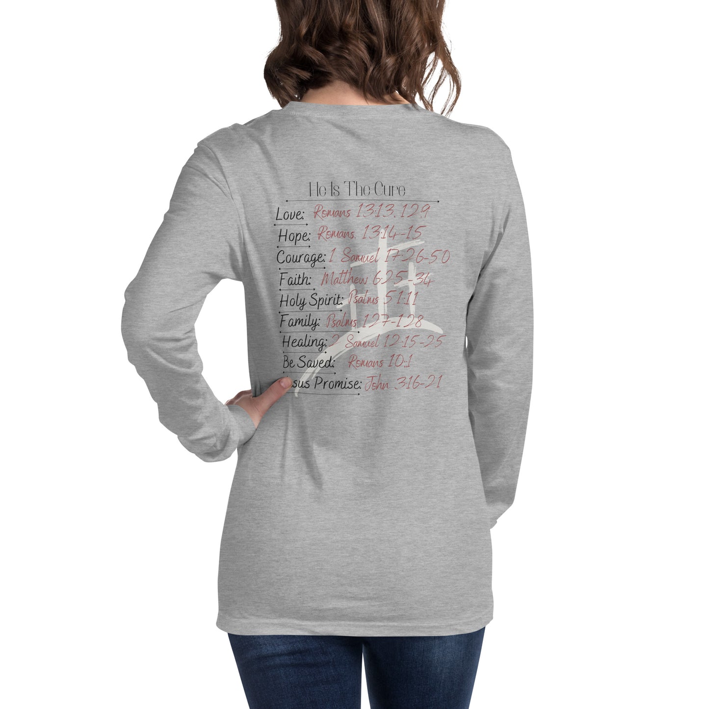 Spiritual Christian, Bible Verse Woman's  Unisex Long Sleeve Tee. Inspirational, prayer, hope, positive slogan girls shirt/top.