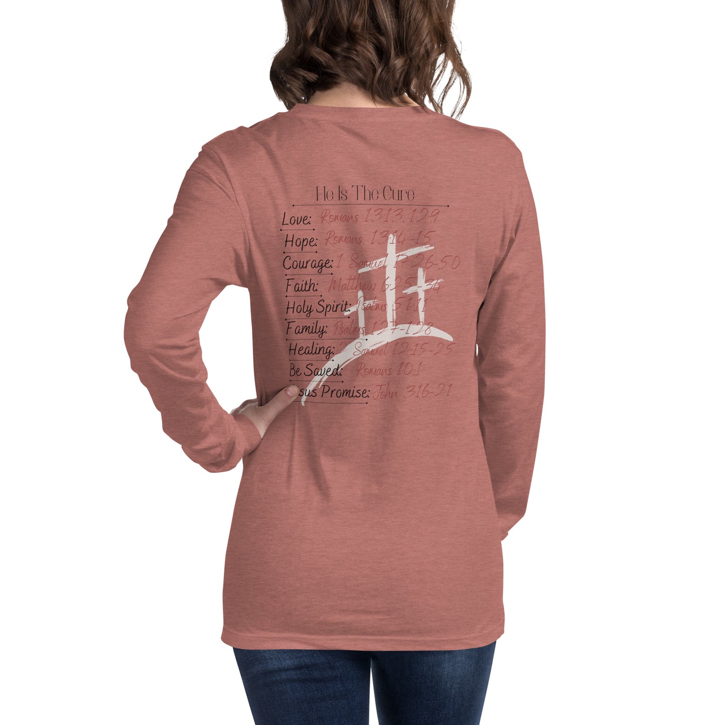 Spiritual Christian, Bible Verse Woman's  Unisex Long Sleeve Tee. Inspirational, prayer, hope, positive slogan girls shirt/top.