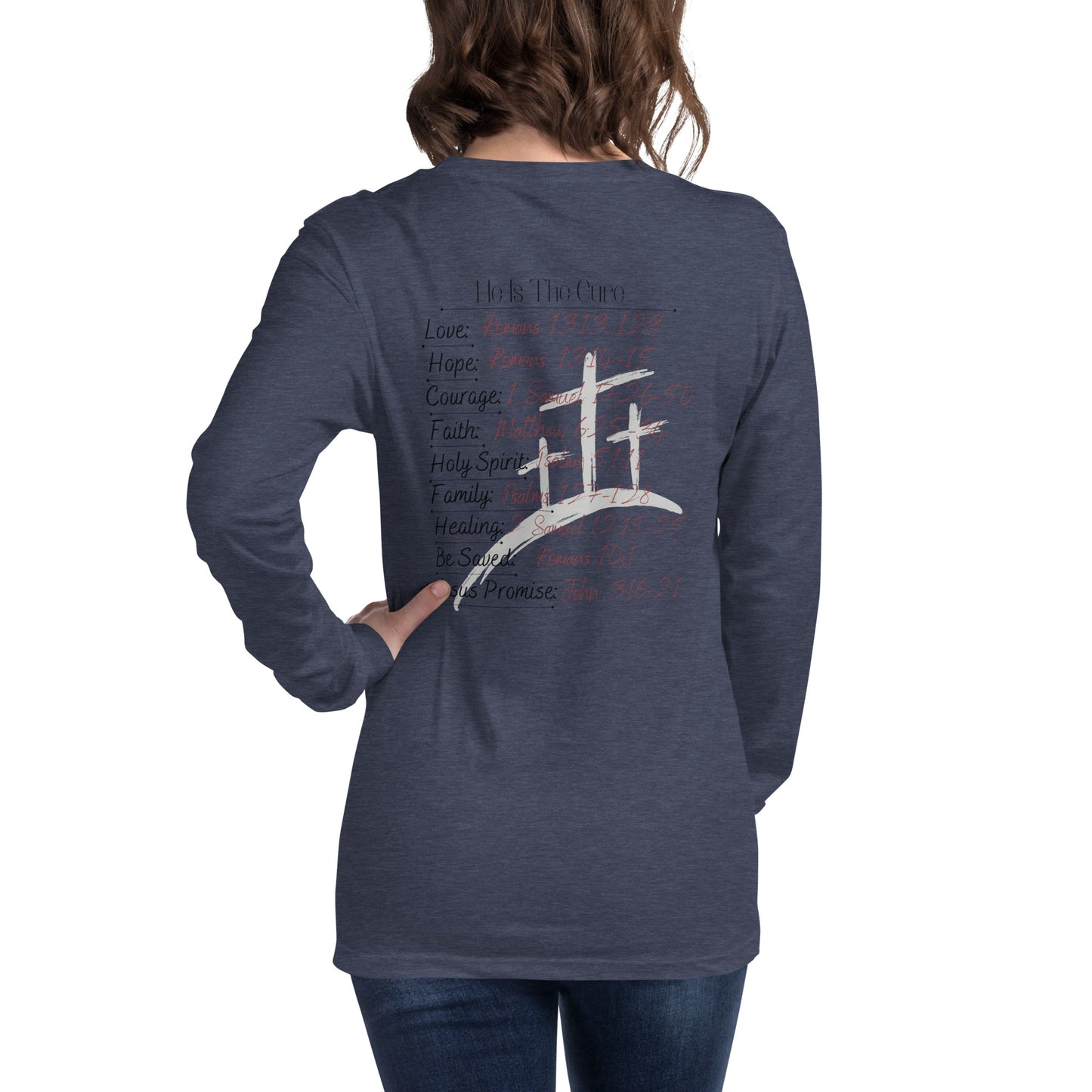 Spiritual Christian, Bible Verse Woman's  Unisex Long Sleeve Tee. Inspirational, prayer, hope, positive slogan girls shirt/top.