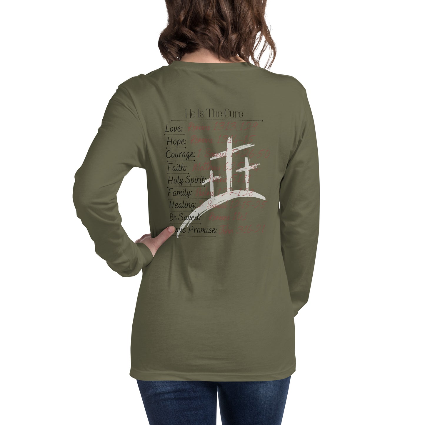 Spiritual Christian, Bible Verse Woman's  Unisex Long Sleeve Tee. Inspirational, prayer, hope, positive slogan girls shirt/top.