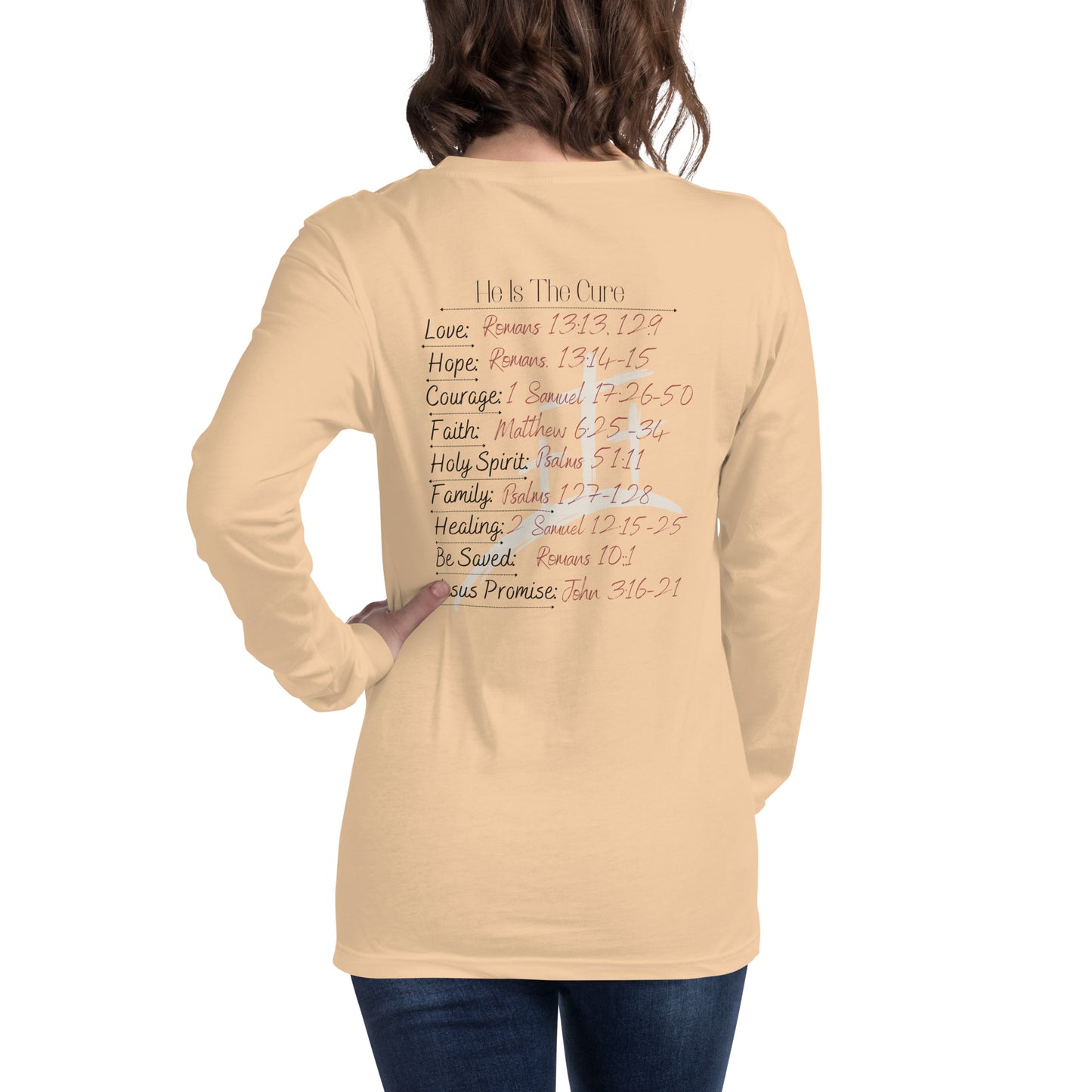 Spiritual Christian, Bible Verse Woman's  Unisex Long Sleeve Tee. Inspirational, prayer, hope, positive slogan girls shirt/top.