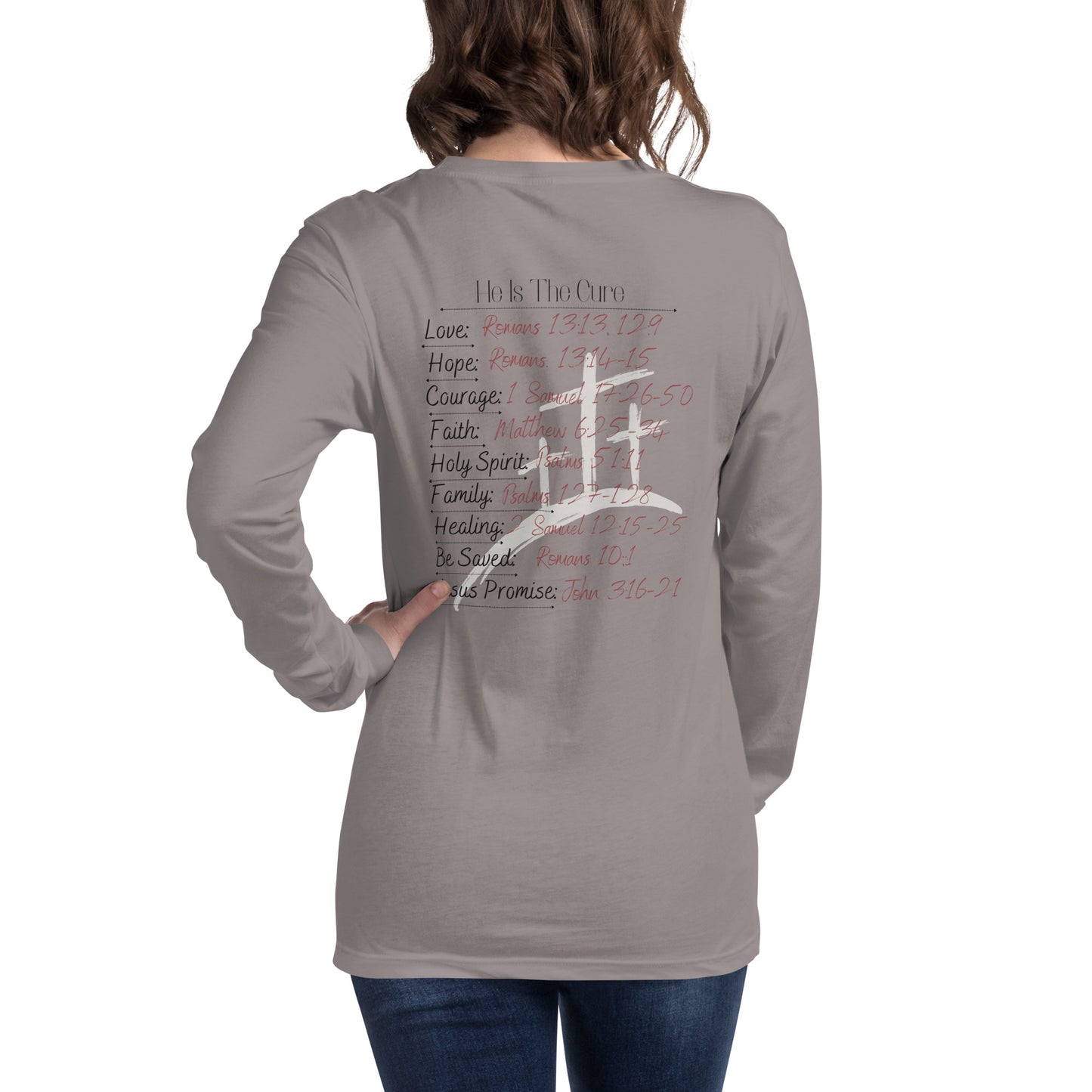 Spiritual Christian, Bible Verse Woman's  Unisex Long Sleeve Tee. Inspirational, prayer, hope, positive slogan girls shirt/top.