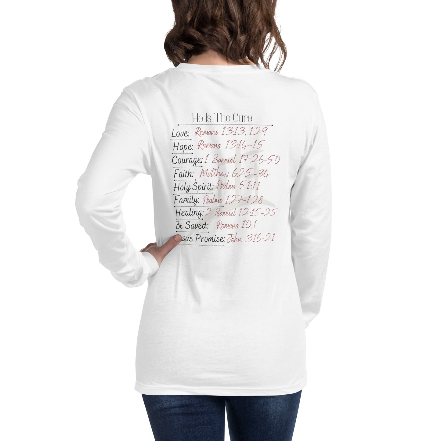 Spiritual Christian, Bible Verse Woman's  Unisex Long Sleeve Tee. Inspirational, prayer, hope, positive slogan girls shirt/top.