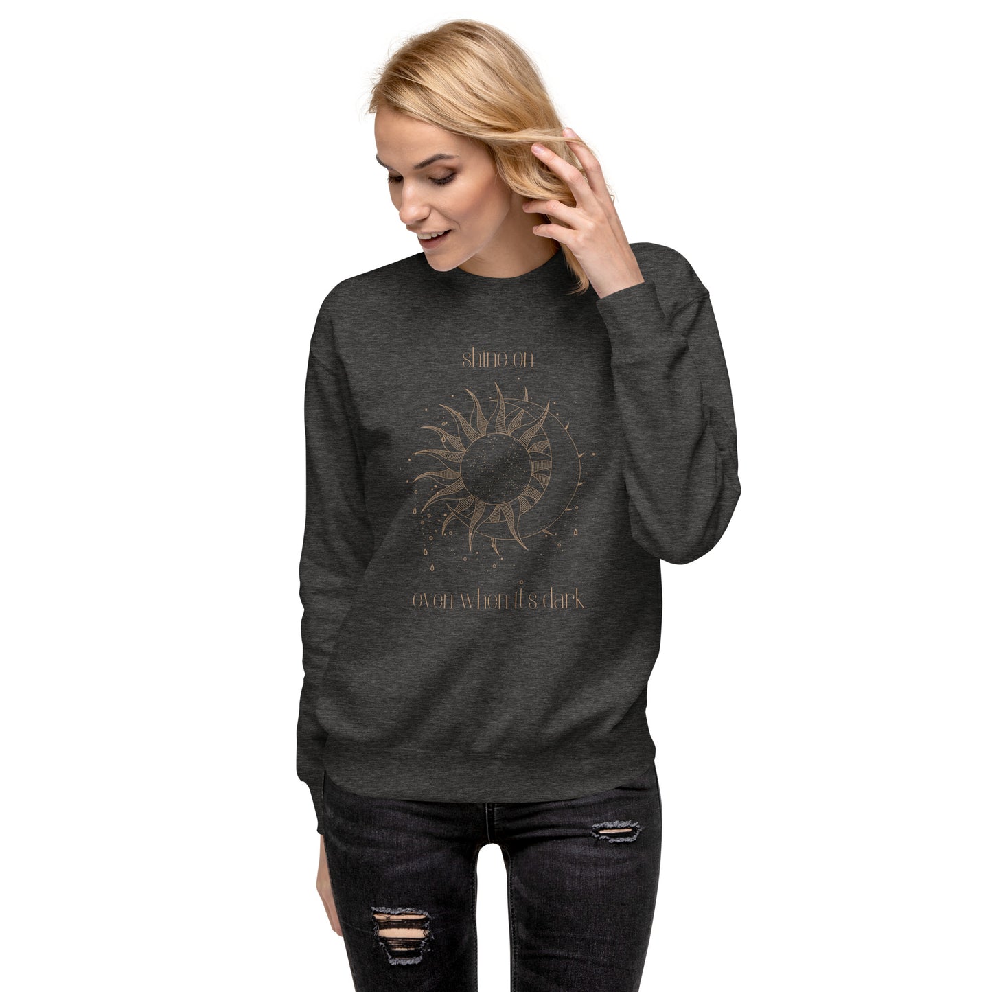 Women Moon & Sun Inspirational Top. Premium Sweatshirt. Spiritual, Affirmation, Inspire Top.