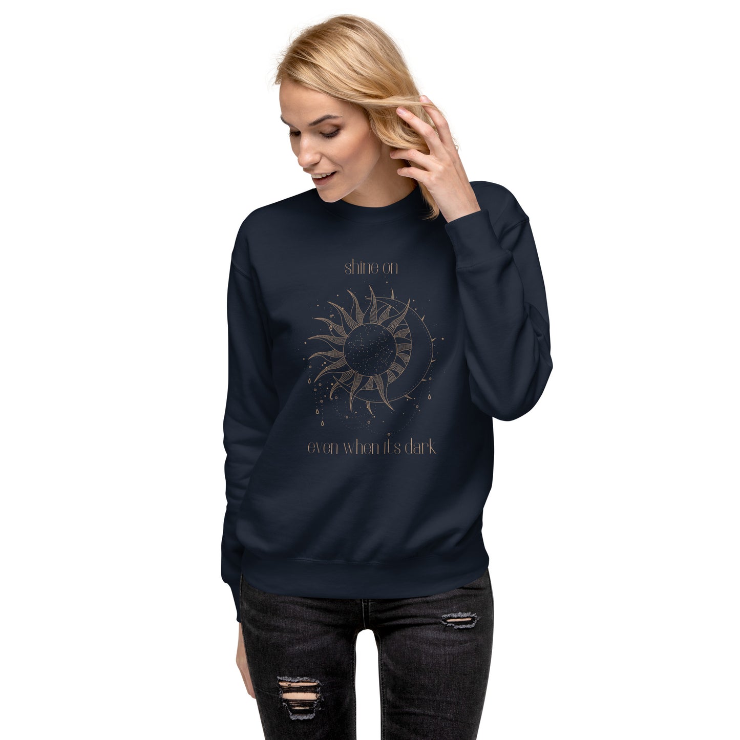 Women Moon & Sun Inspirational Top. Premium Sweatshirt. Spiritual, Affirmation, Inspire Top.