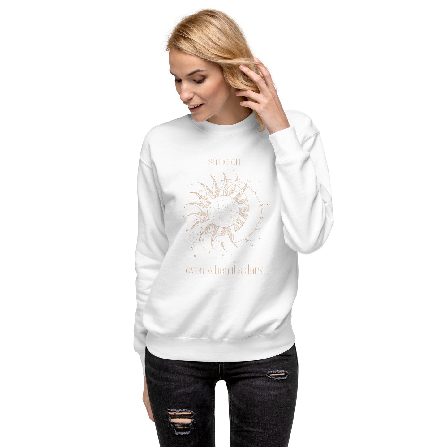 Women Moon & Sun Inspirational Top. Premium Sweatshirt. Spiritual, Affirmation, Inspire Top.