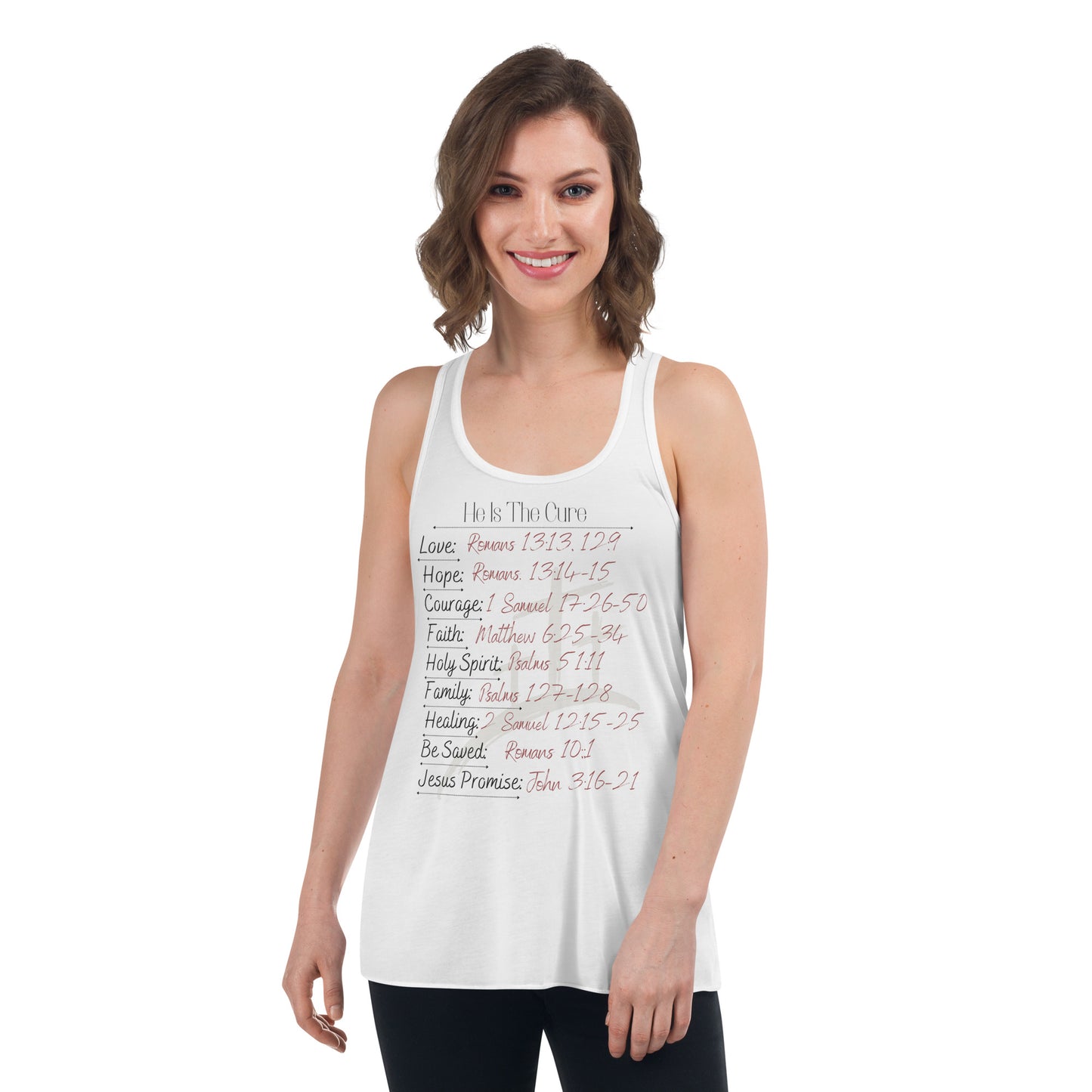 Spiritual, Christian, Bible Verse Women's Flowy Racerback Tank. Christmas Gift. Inspiration, hope, positive top/shirt for girls.